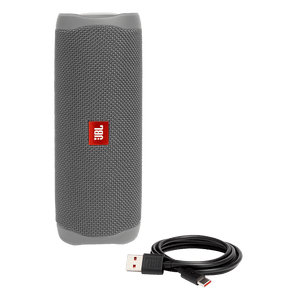 JBL Flip 5 Speaker Grey Stone  and Cable Photo